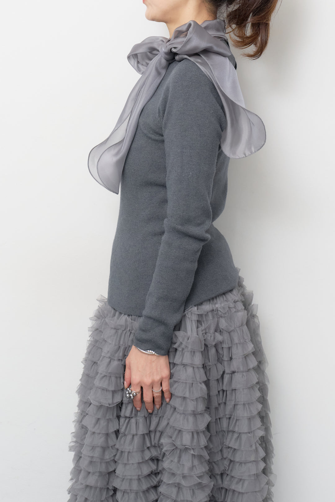 シフォンボウタイニット