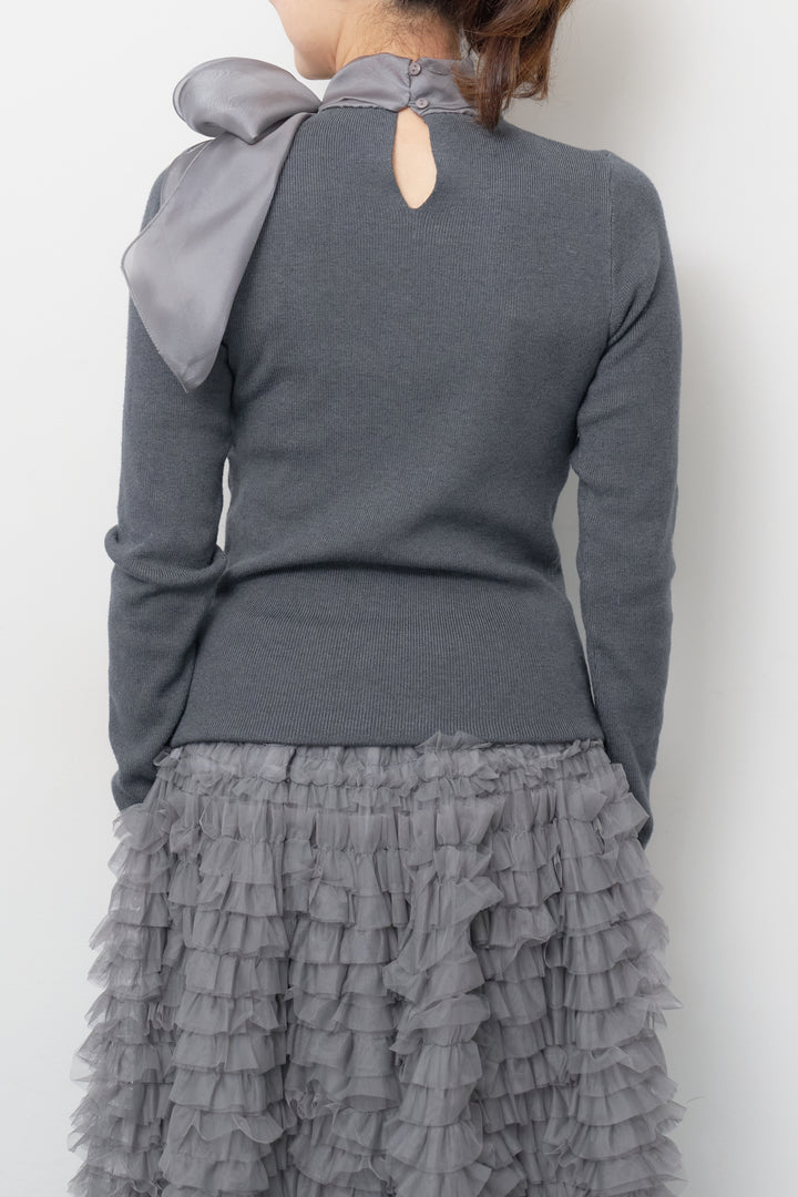 シフォンボウタイニット