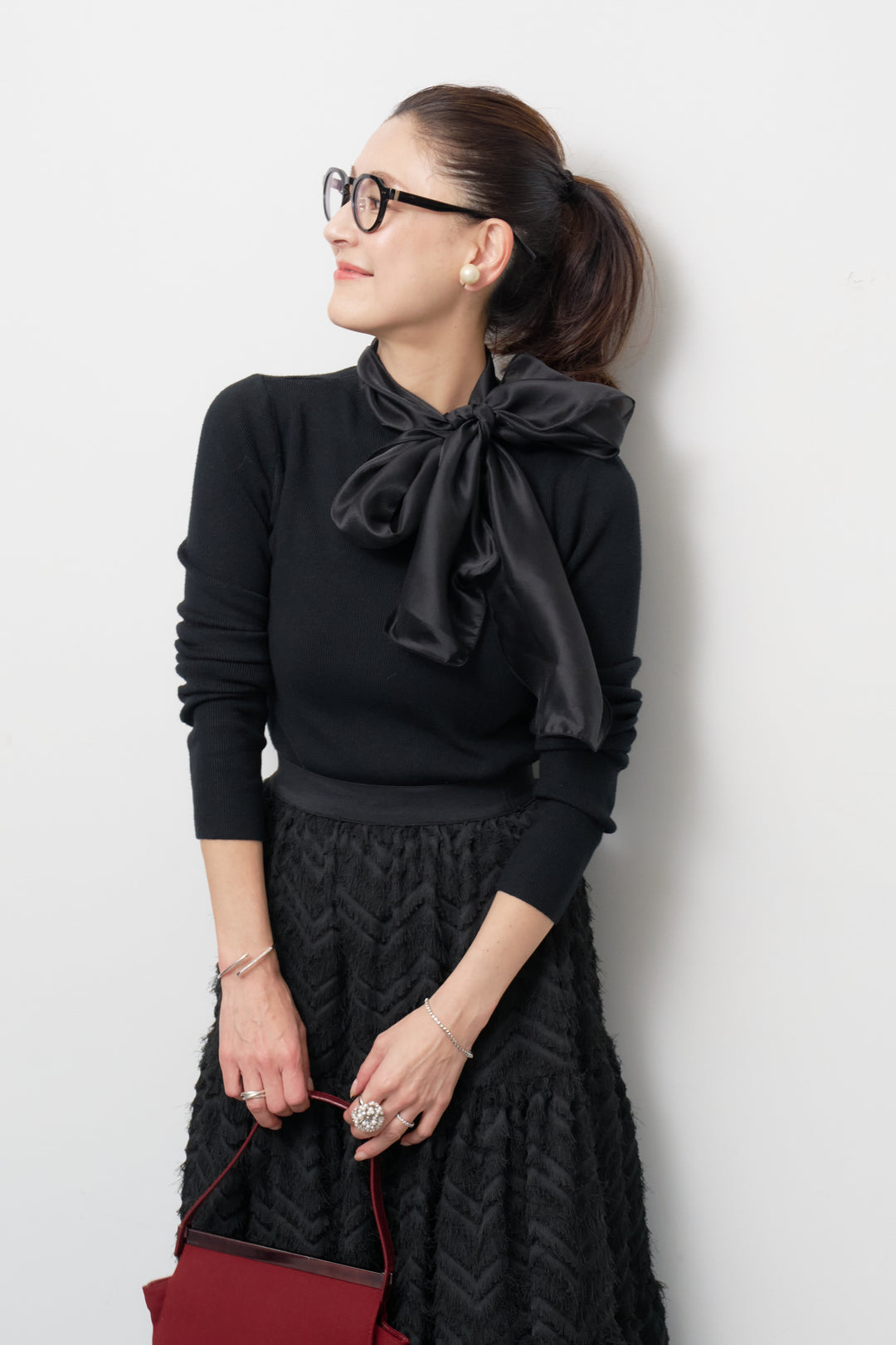 シフォンボウタイニット