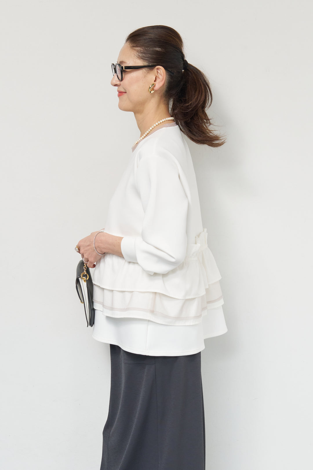 ストレッチポンチペプラムトップス