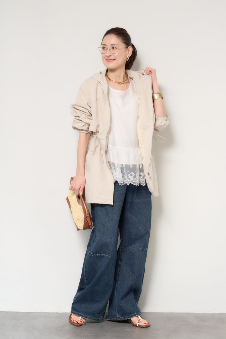 裾レース切替ノースリーブトップス