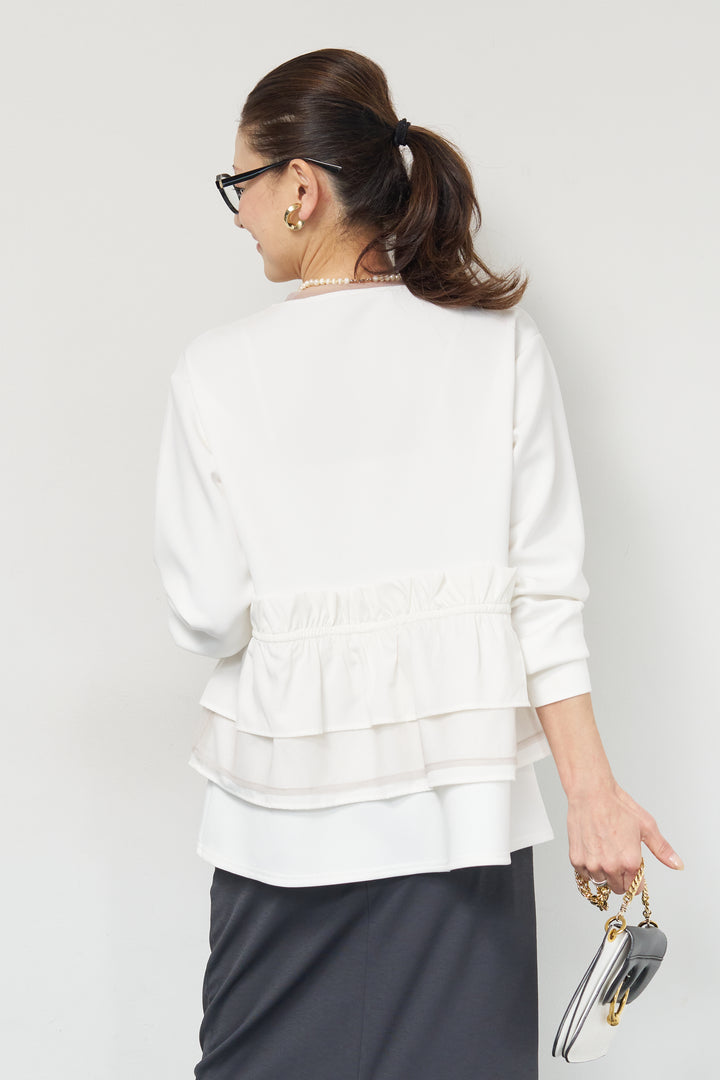 [SET]ストレッチポンチペプラムトップス+スラブカノコニットスカート(2set)