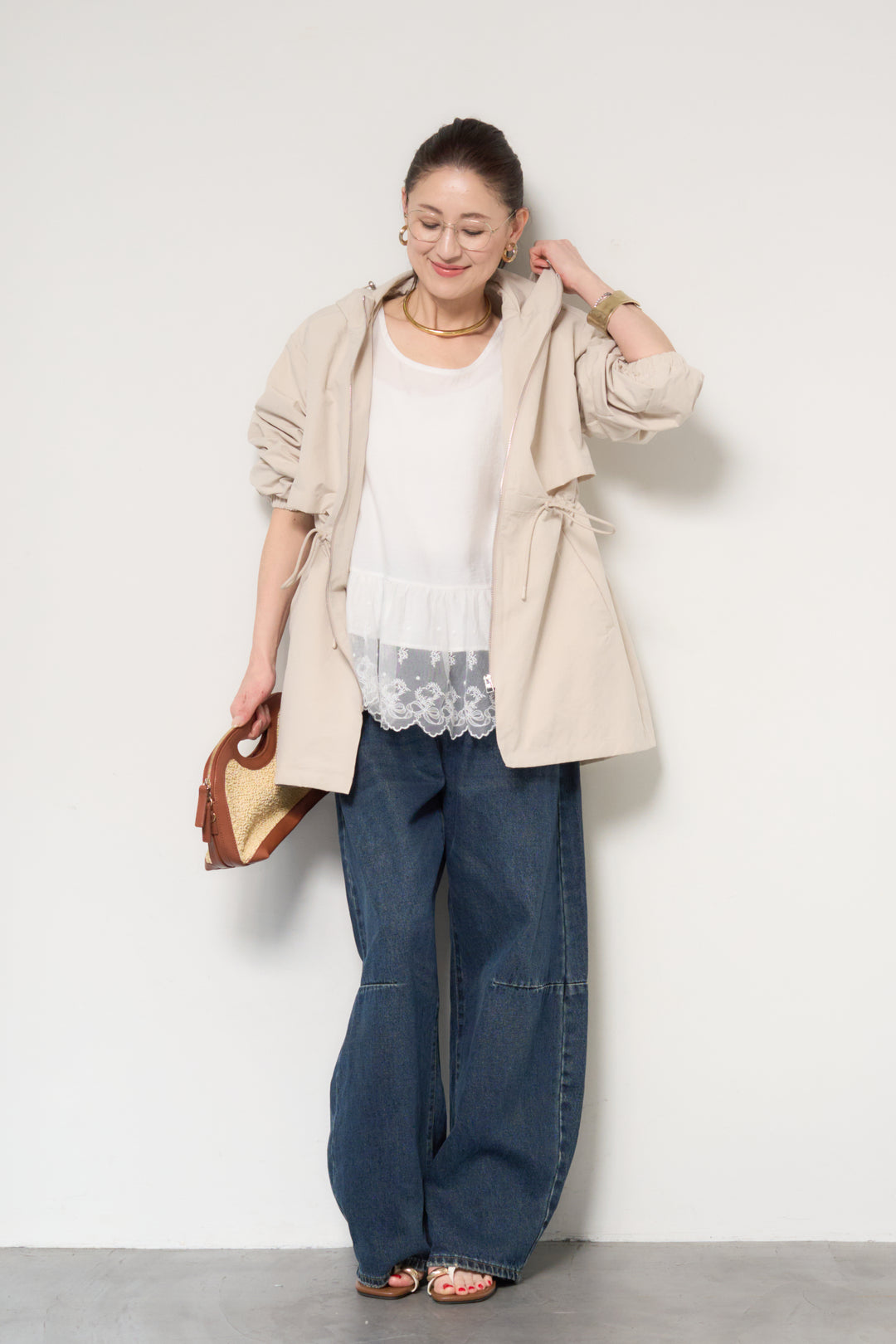 裾レース切替ノースリーブトップス