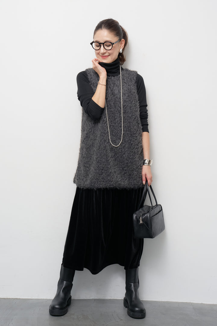 [SET]シャギータッチ×ベロアワンピース+ふんわり裏起毛タートルネック(2set)