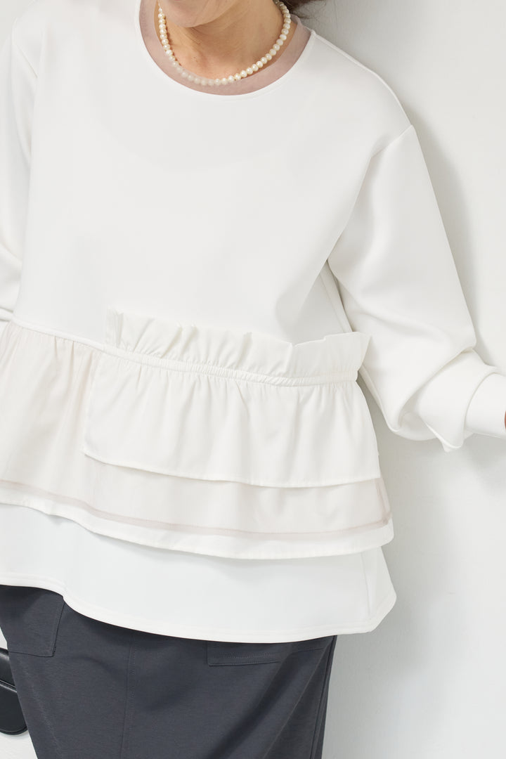 ストレッチポンチペプラムトップス