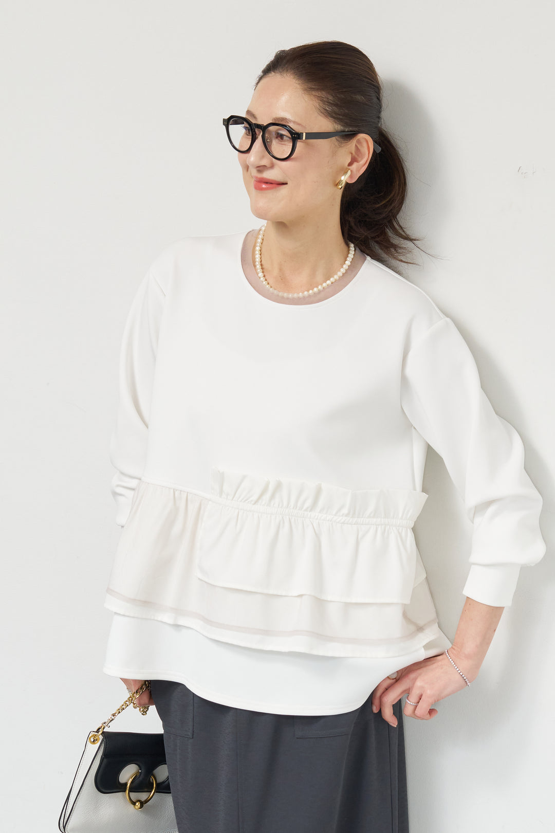 ストレッチポンチペプラムトップス