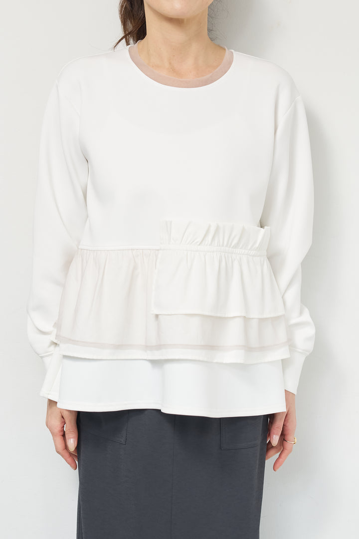 ストレッチポンチペプラムトップス