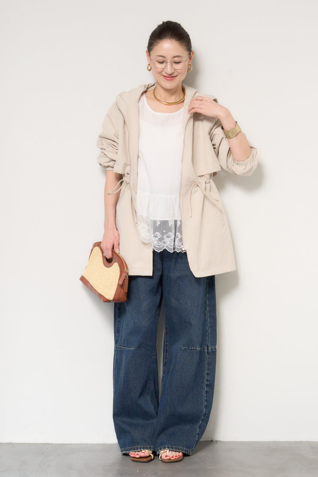 裾レース切替ノースリーブトップス