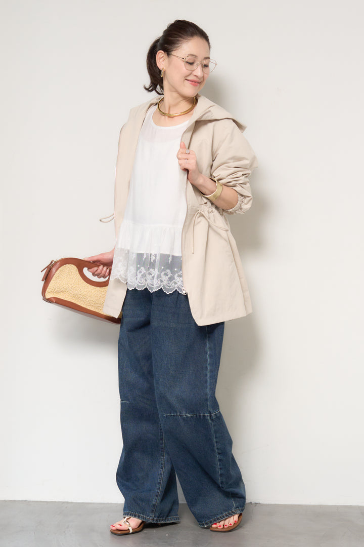 裾レース切替ノースリーブトップス
