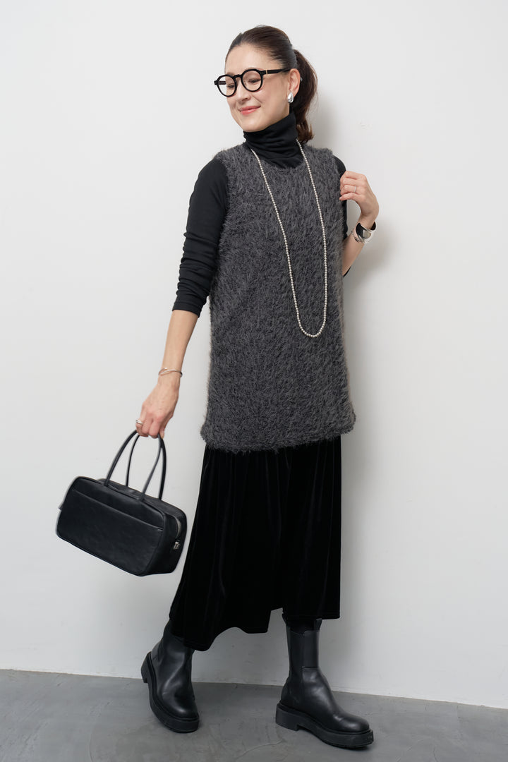 [SET]シャギータッチ×ベロアワンピース+ふんわり裏起毛タートルネック(2set)