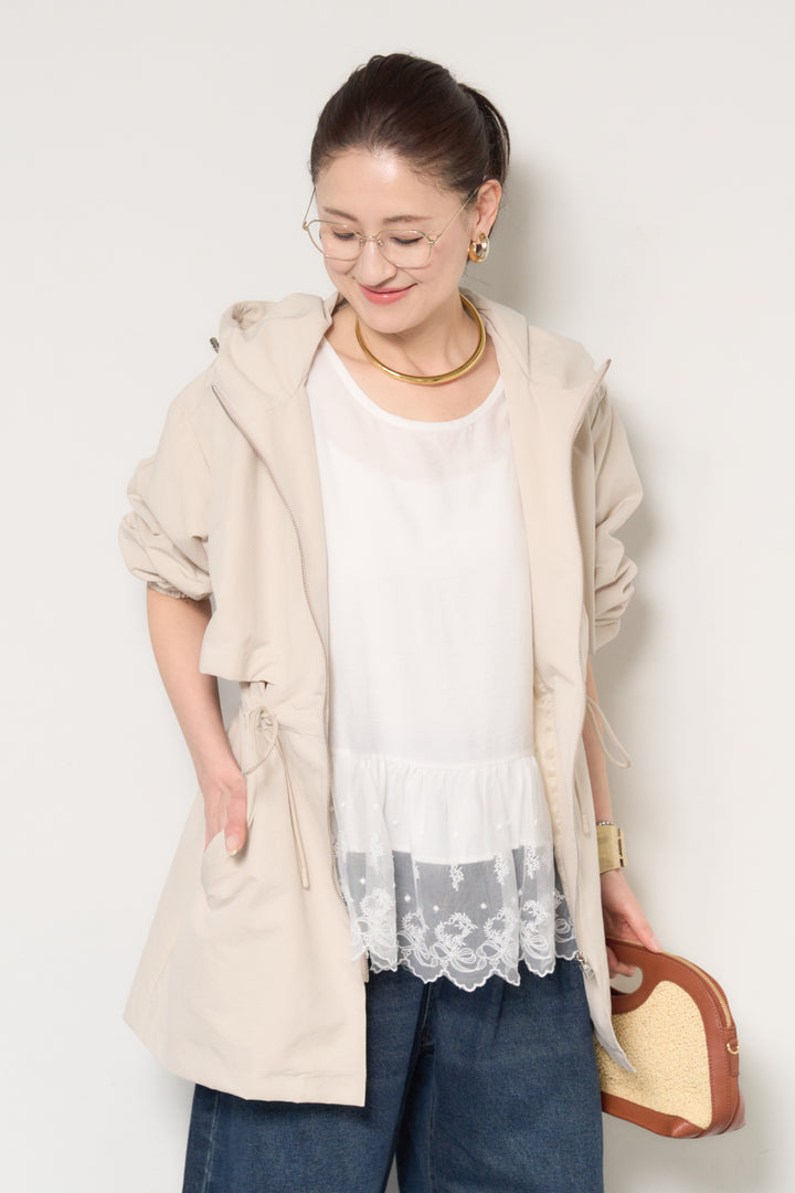 裾レース切替ノースリーブトップス