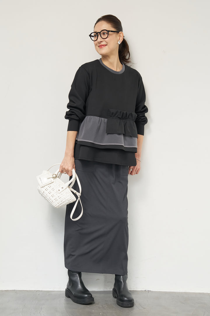 ストレッチポンチペプラムトップス