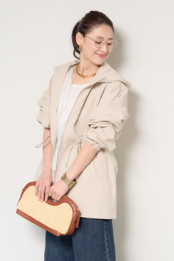 [SET]ウエストギャザーフーディーブルゾン+裾レース切替ノースリーブトップス(2set)