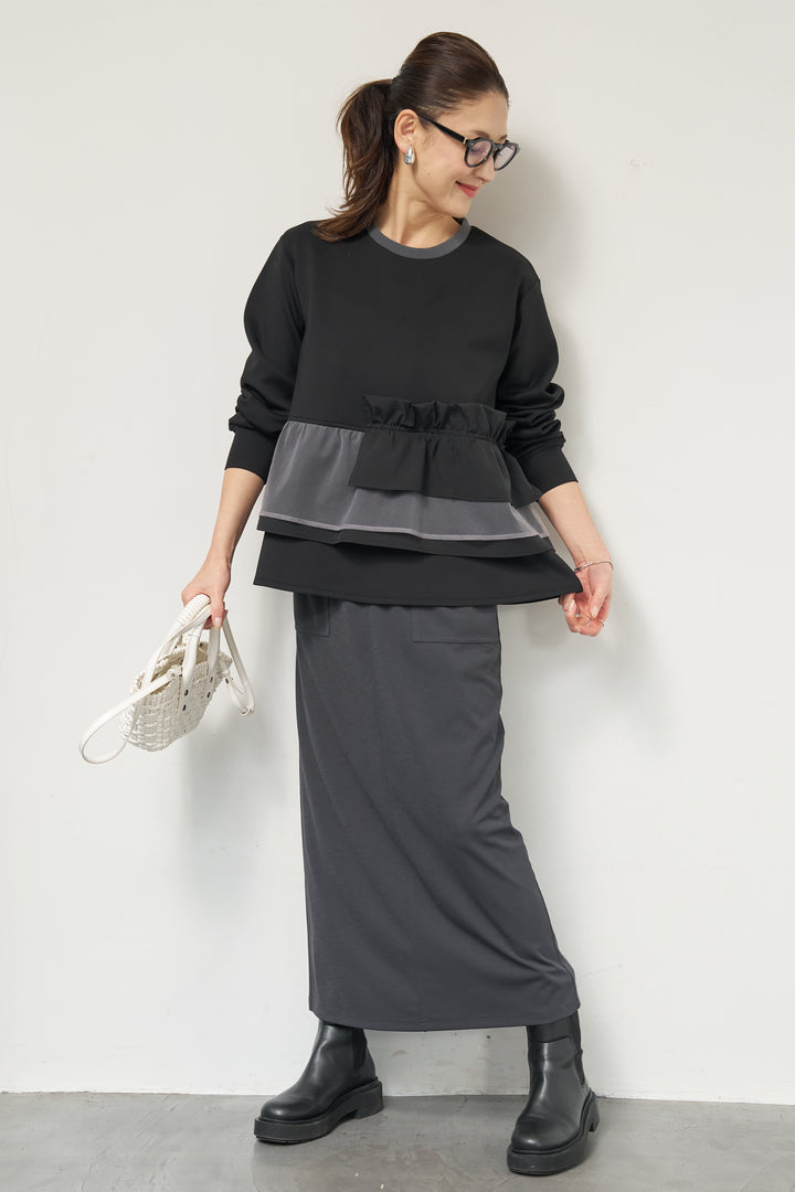 ストレッチポンチペプラムトップス