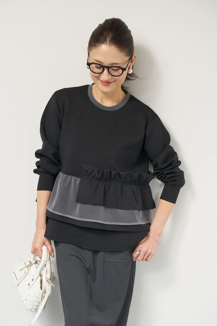 ストレッチポンチペプラムトップス