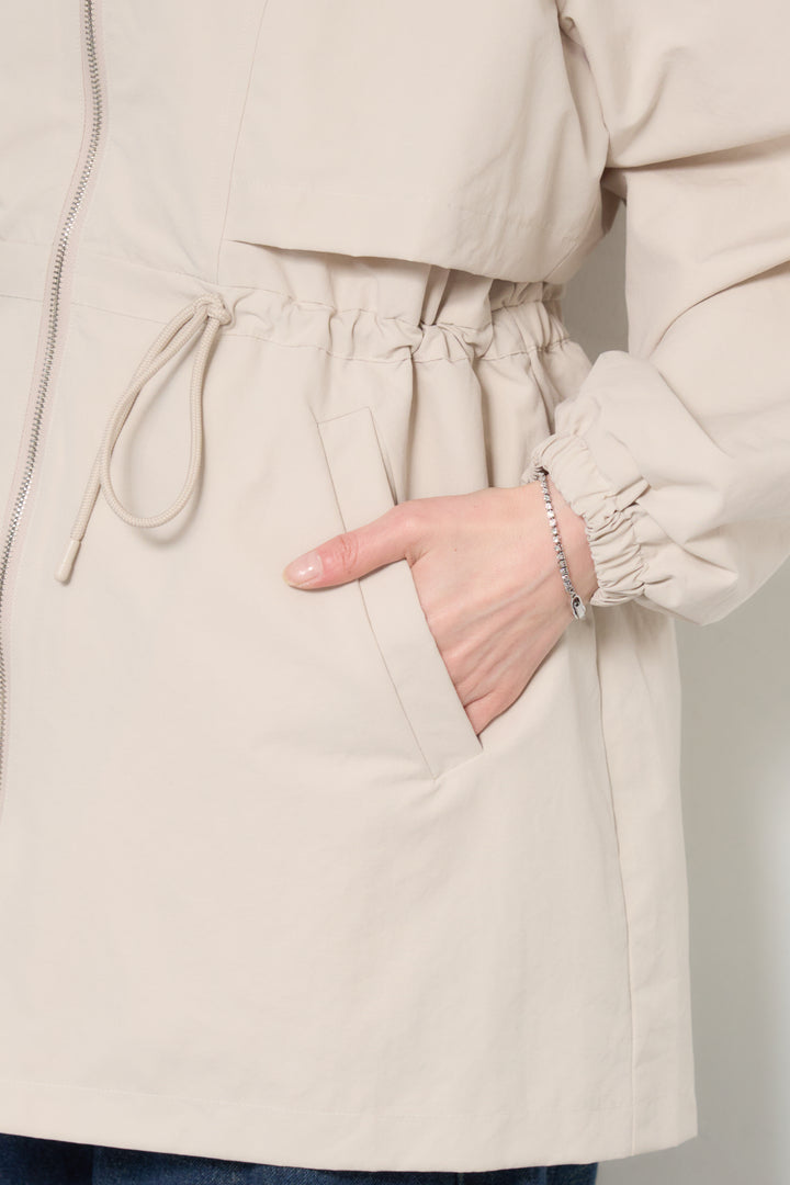 ウエストギャザーフーディーブルゾン