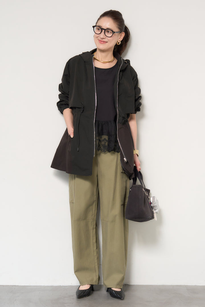 裾レース切替ノースリーブトップス