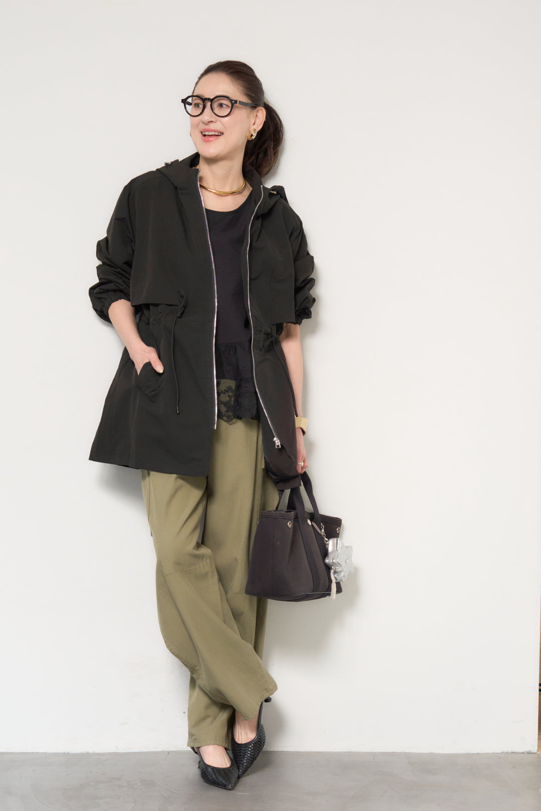 裾レース切替ノースリーブトップス