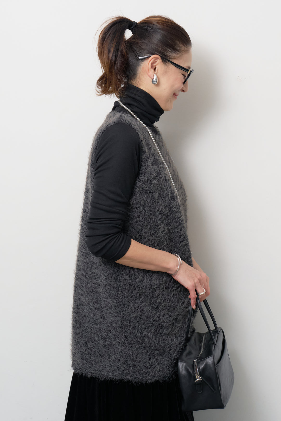 [SET]シャギータッチ×ベロアワンピース+ふんわり裏起毛タートルネック(2set)