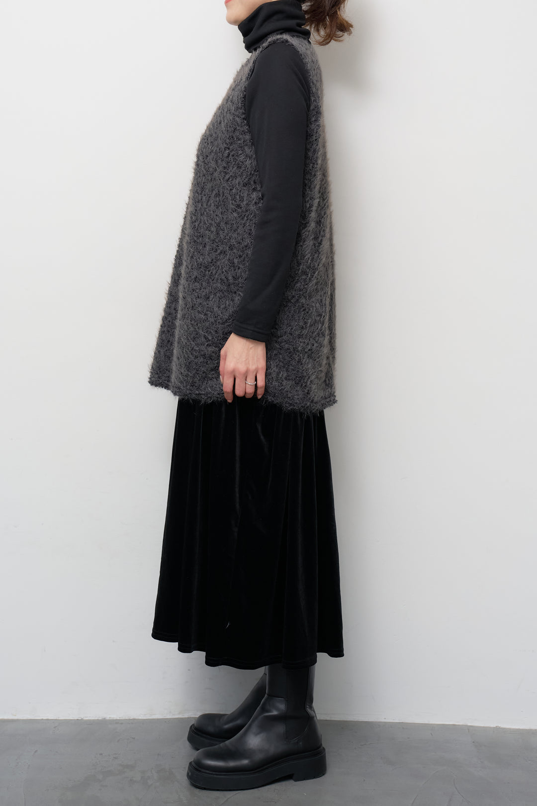 [SET]シャギータッチ×ベロアワンピース+ふんわり裏起毛タートルネック(2set)