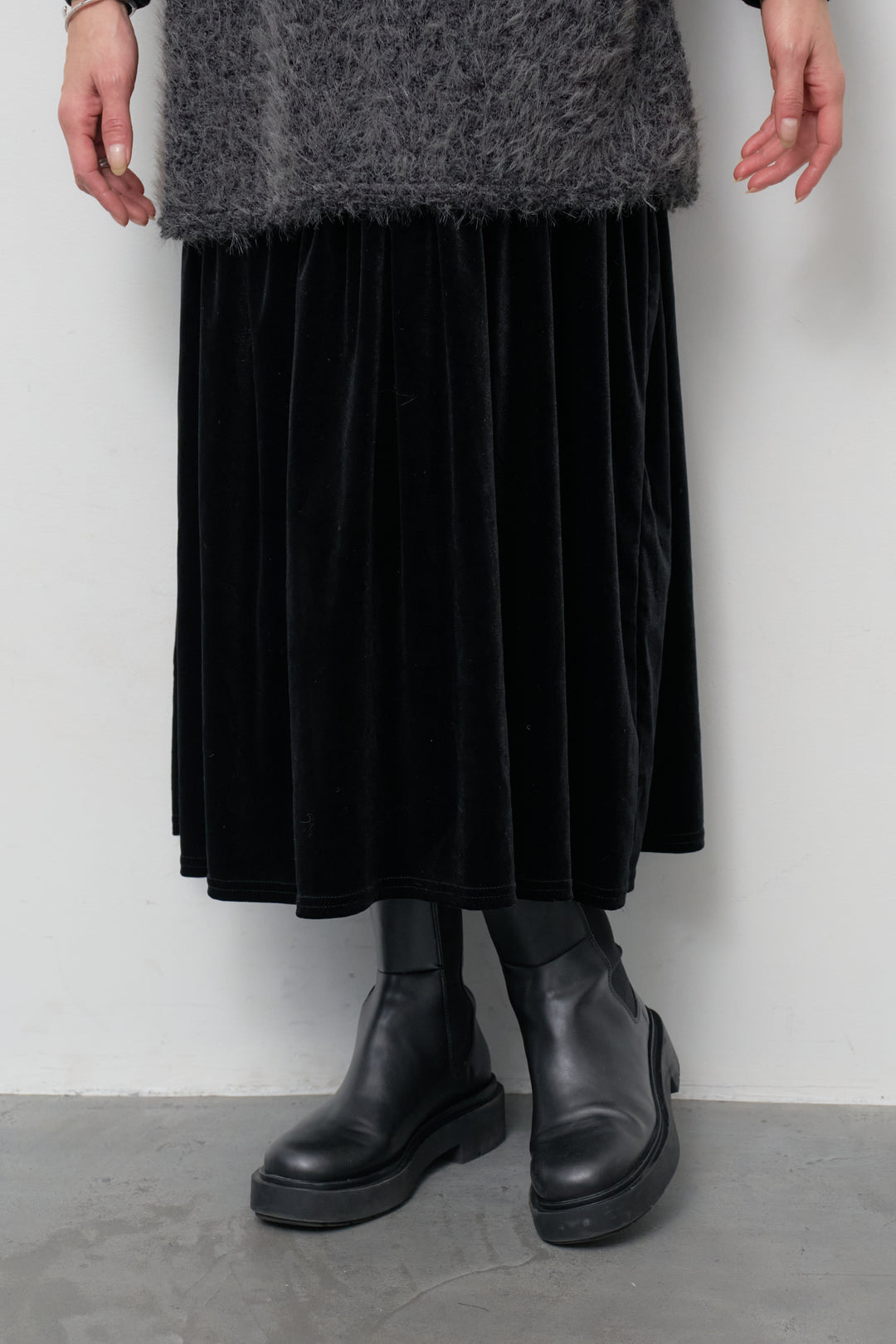 [SET]シャギータッチ×ベロアワンピース+ふんわり裏起毛タートルネック(2set)