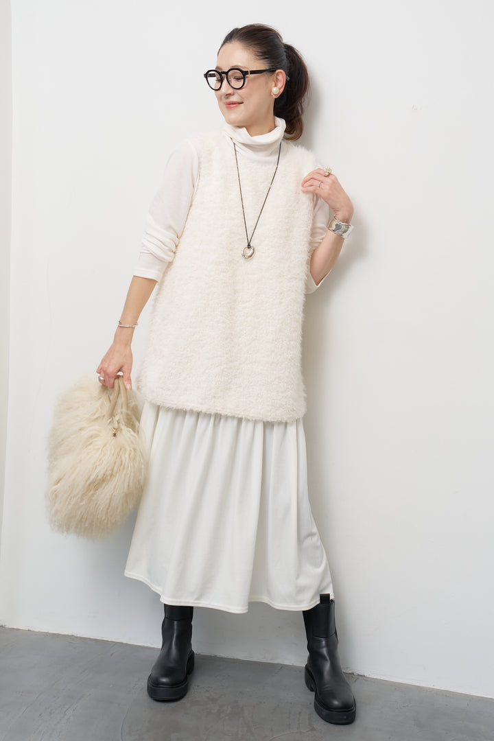 [SET]シャギータッチ×ベロアワンピース+ふんわり裏起毛タートルネック(2set)
