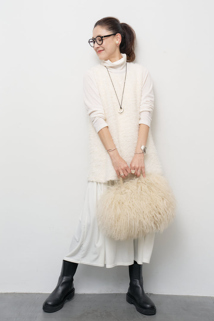 [SET]シャギータッチ×ベロアワンピース+ふんわり裏起毛タートルネック(2set)