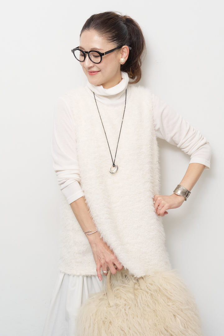 [SET]シャギータッチ×ベロアワンピース+ふんわり裏起毛タートルネック(2set)