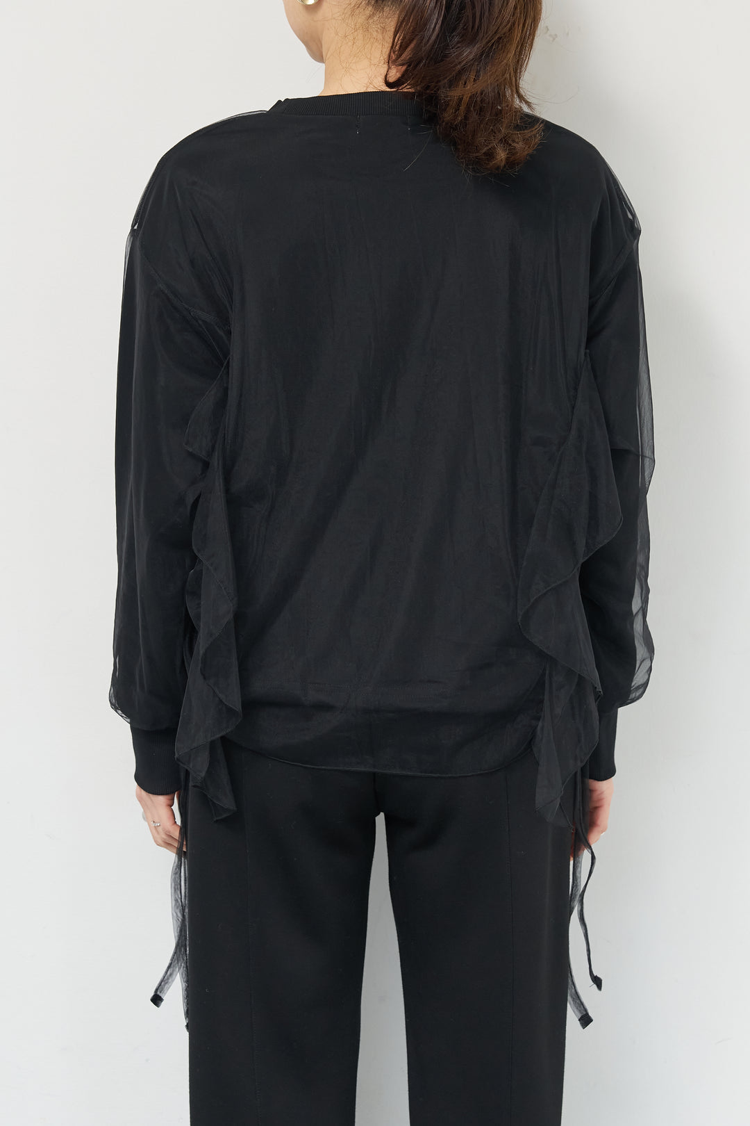 [SET]チュールレイヤード裏毛プルオーバー+ライトダンボールジョガーパンツ(2set)