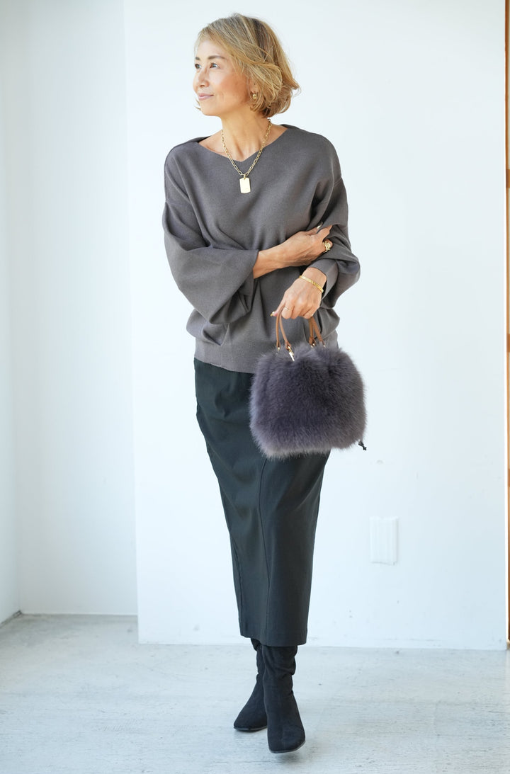 [Anti-static] 2-way soft and fluffy volume sleeve knit