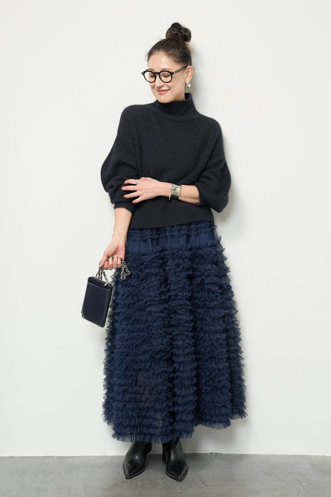 チュールティアードスカート