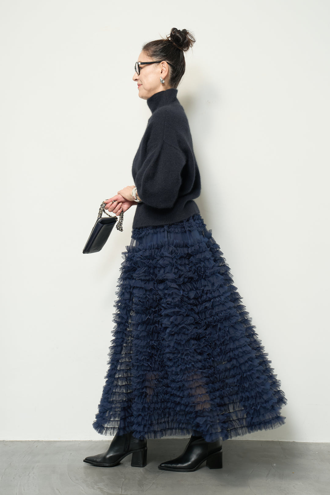 チュールティアードスカート