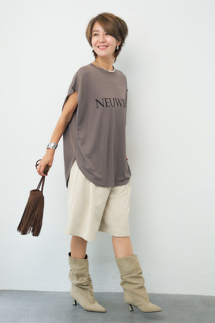 【レーヨン混】フロントロゴ フレンチスリーブT