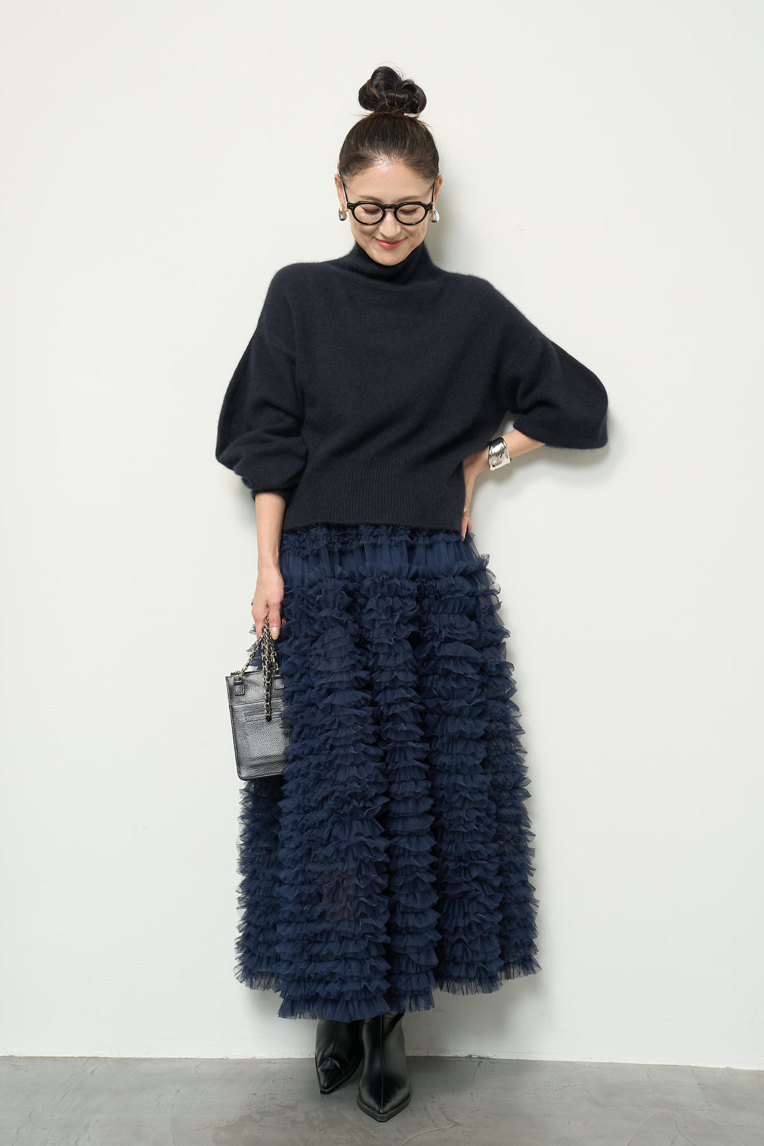 チュールティアードスカート