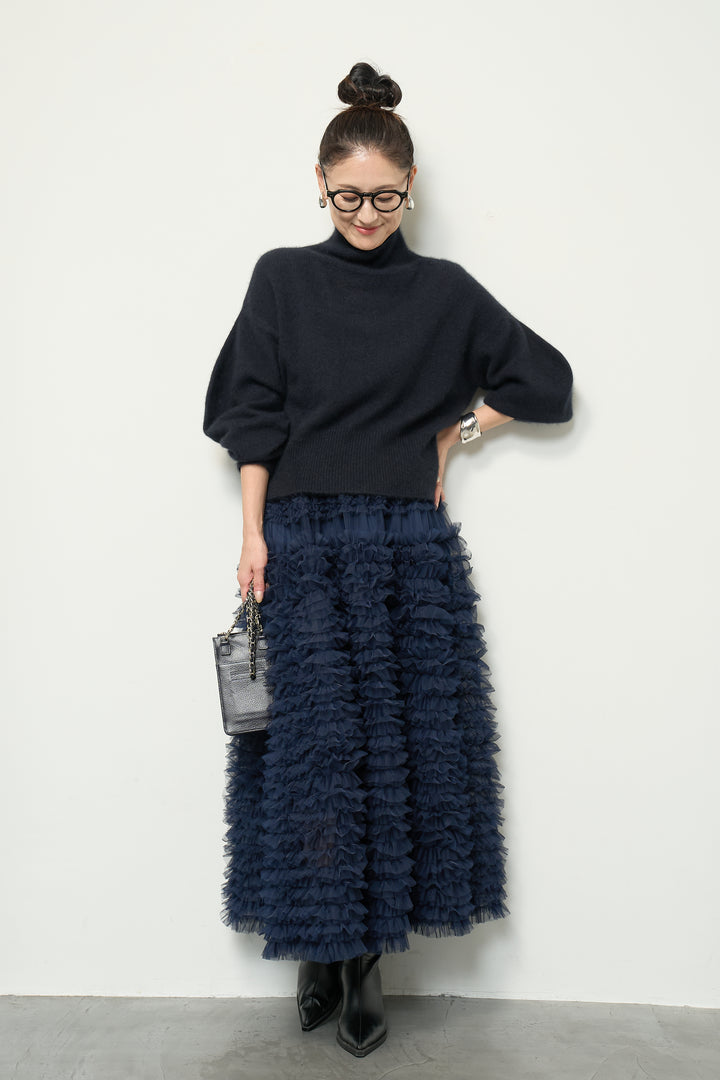 チュールティアードスカート