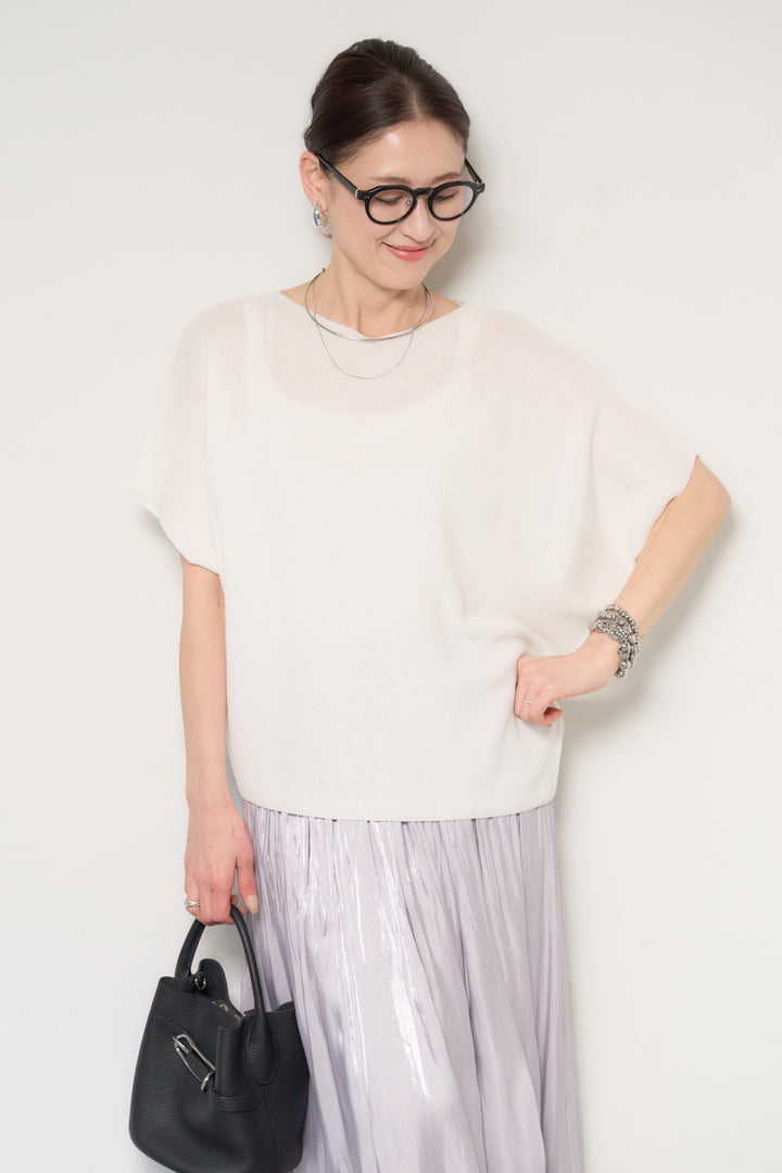 ホールガーメントフレンチスリーブニット