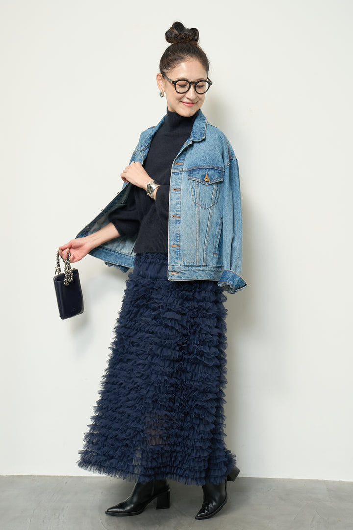 チュールティアードスカート