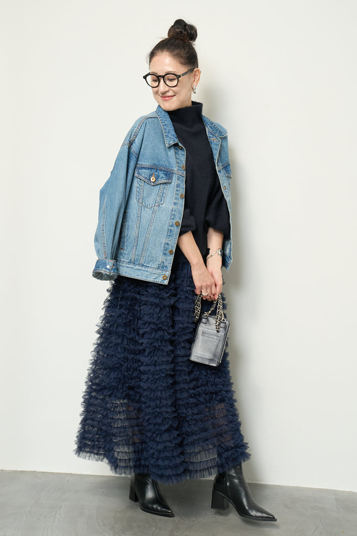 チュールティアードスカート