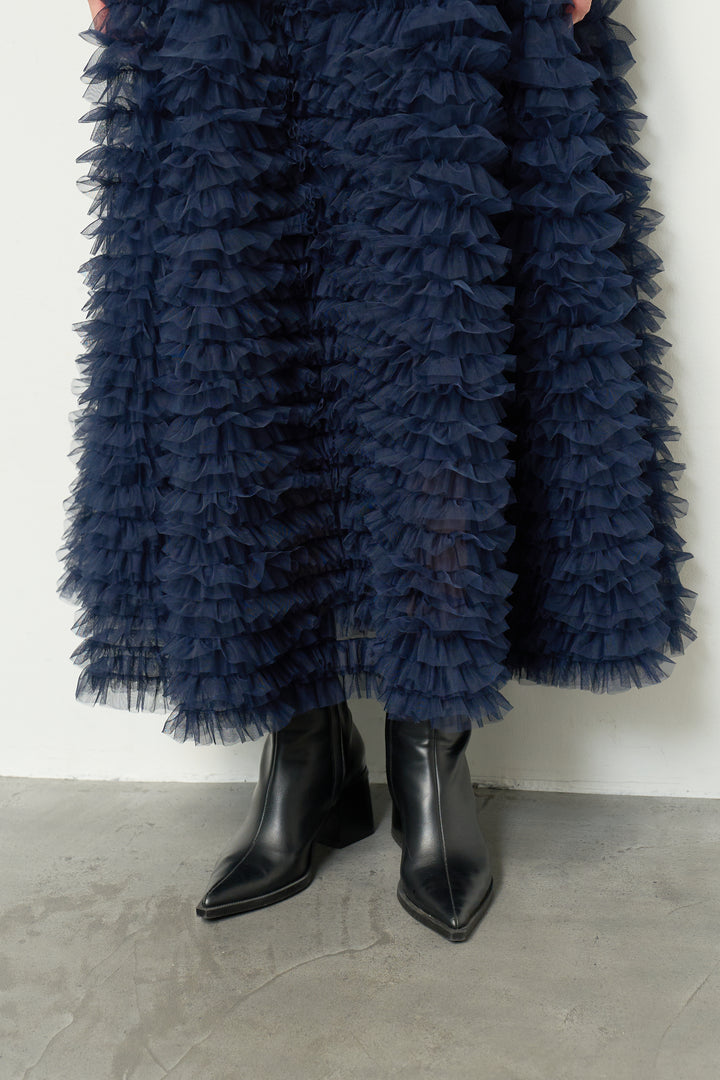 チュールティアードスカート