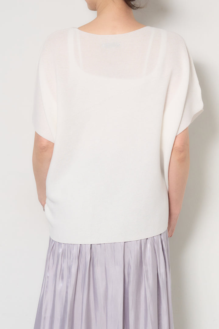 [SET]ホールガーメントフレンチスリーブニット+シャイニーギャザースカート(2set)