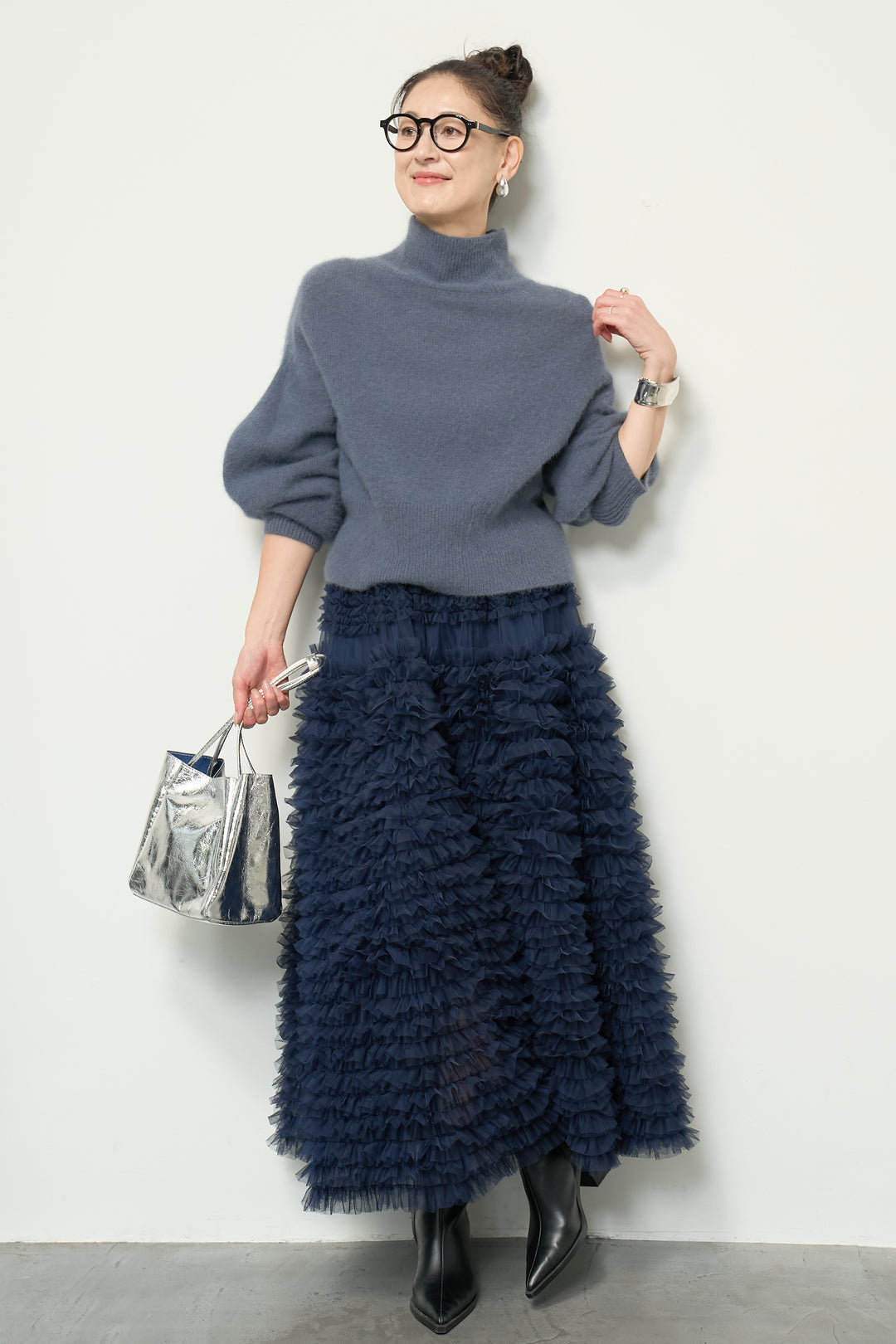 FOX混ボリュームスリーブニット