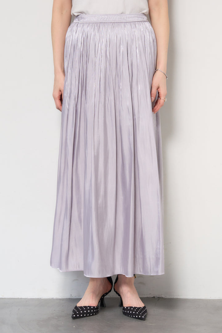 [SET]ホールガーメントフレンチスリーブニット+シャイニーギャザースカート(2set)