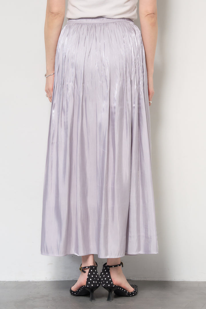 [SET]ホールガーメントフレンチスリーブニット+シャイニーギャザースカート(2set)