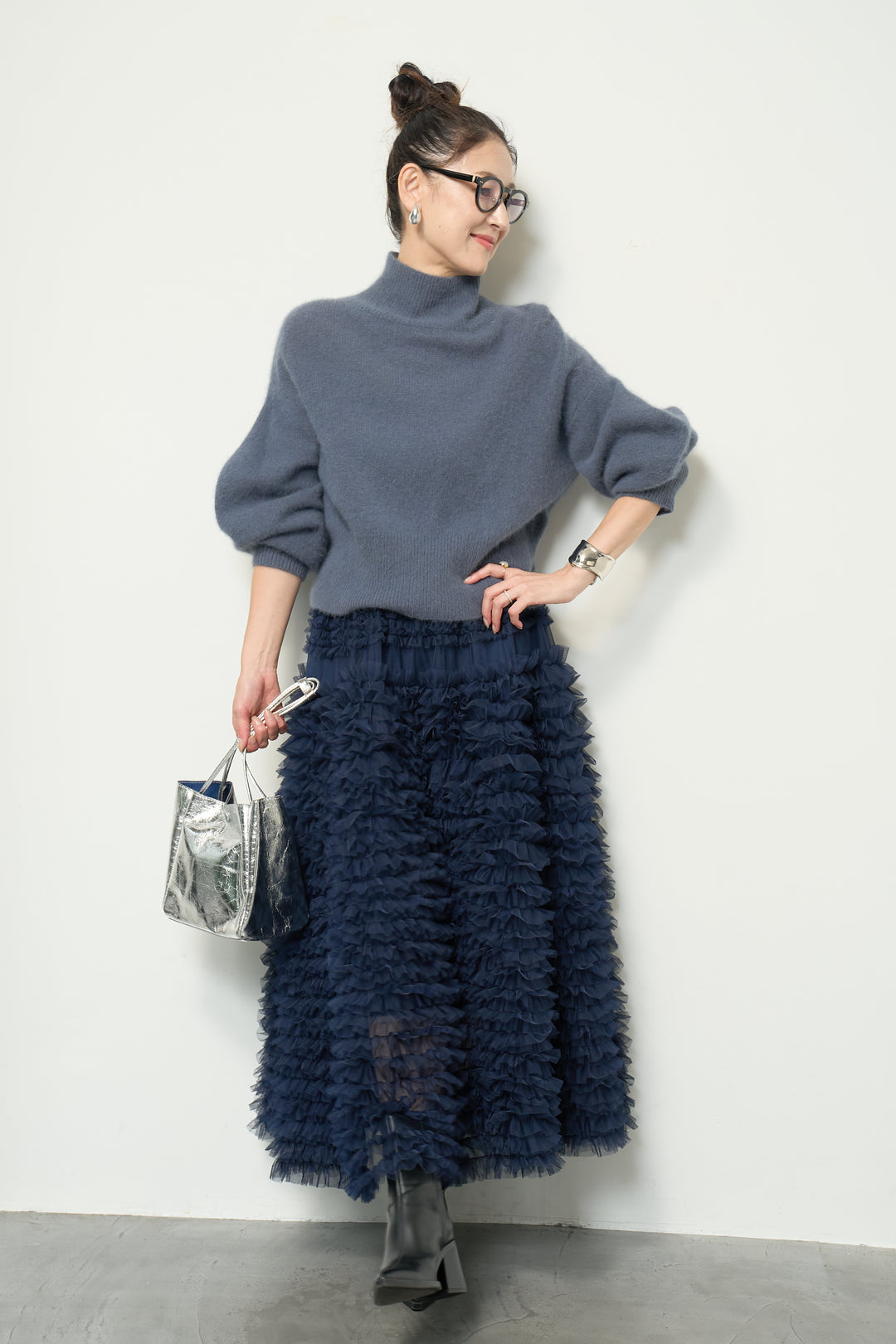 FOX混ボリュームスリーブニット