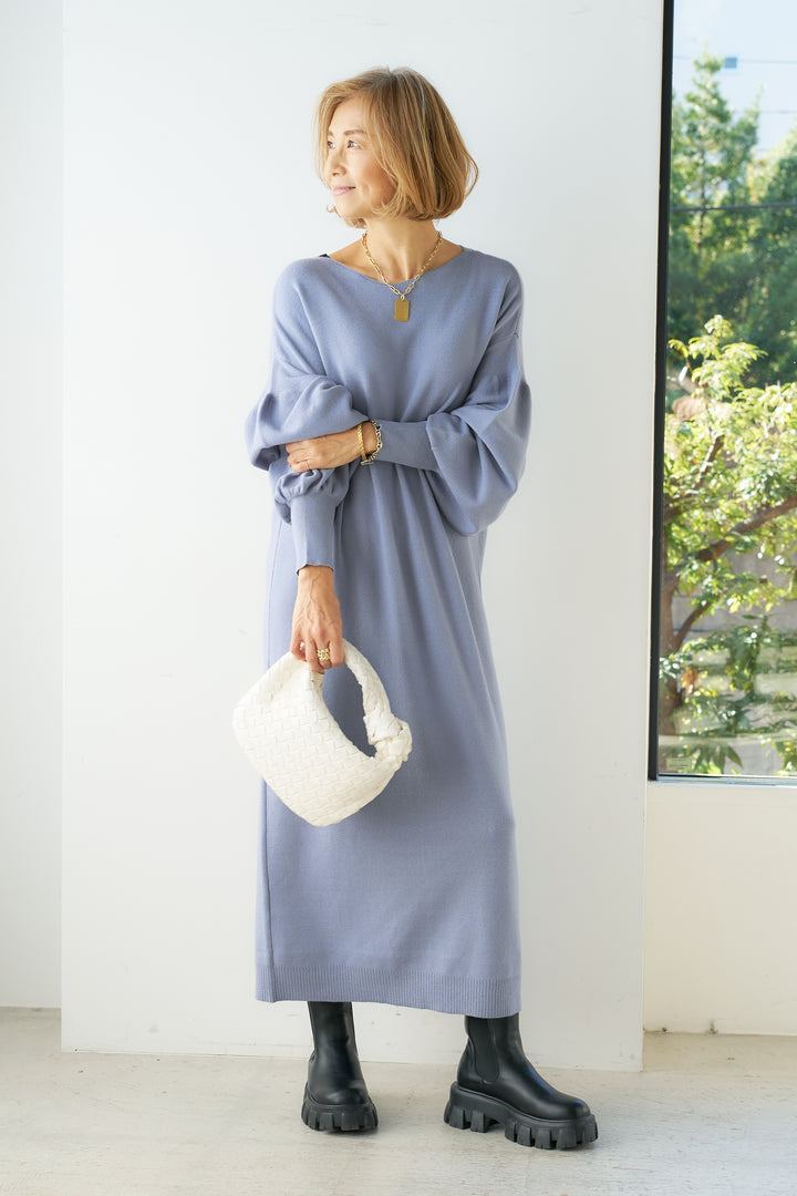 [Anti-static] 2-way back line soft knit dress 