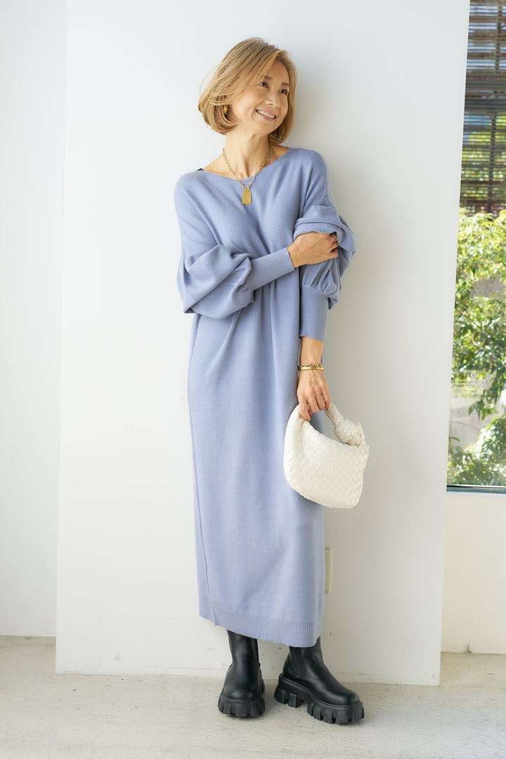 [Anti-static] 2-way back line soft knit dress 