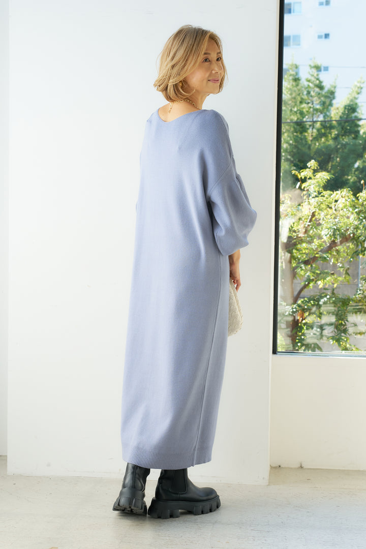 [Anti-static] 2-way back line soft knit dress 