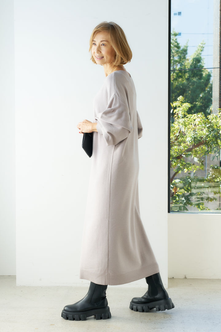 [Anti-static] 2-way back line soft knit dress 