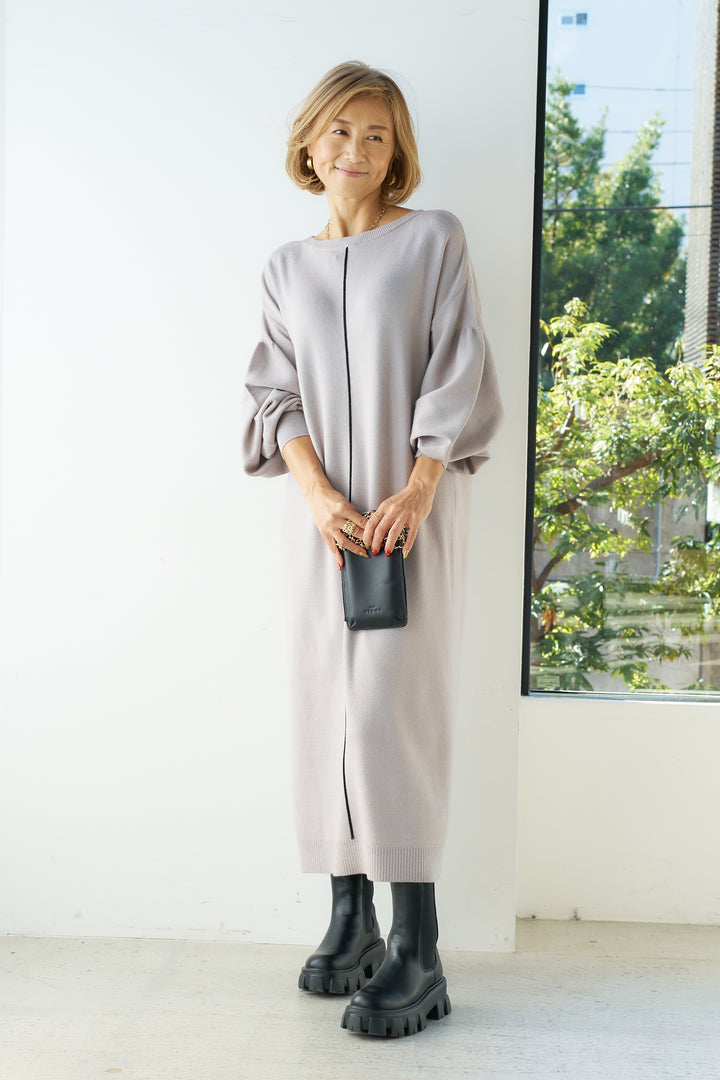 [Anti-static] 2-way back line soft knit dress 