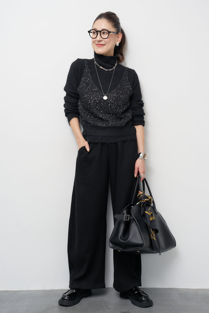 スパンコールビスチェドッキングニット